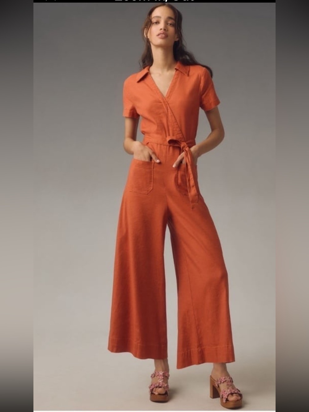 ANTHROPOLOGIE Orange The Colette Weekend Jumpsuit by Maeve size 12
